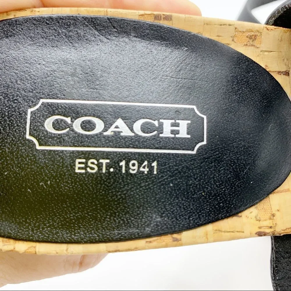 Coach · Black Leather Strappy Adrienne Block‎ Heels · Sz 8.5